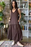 Paloma Bubble Hem Layering Dress Choc Chip